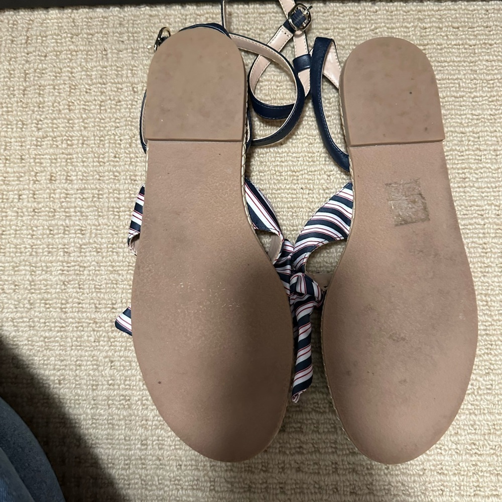 Jack Rogers Striped Bow Sandals in Navy and Gold - Picture 4 of 6